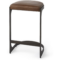 Brown Leather C Shape Metal Counter Stool