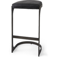 Black Leather C Shape Metal Bar Stool