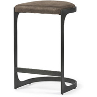 Dark Brown Leather C Shape Metal Counter Stool