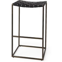 Black Woven Leather Bar Stool