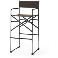 Espresso Leather Director's Chair Bar Stool