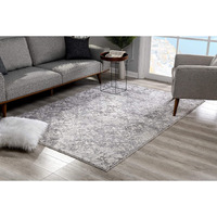 7 X 10 Cream And Gray Faded Filigree Area Rug