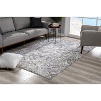 5 X 8 Gray Modern Jacobean Floral Area Rug