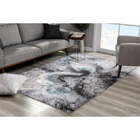 8 X 11 Black And Gray Abstract Whirlpool Area Rug