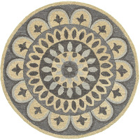 6 Round Gray Floral Bloom Area Rug