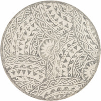 6 Round Gray Decorative Waves Area Rug