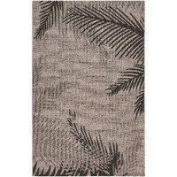8 X 9 Beige Palm Leaves Indoor Outdoor Scatter Rug
