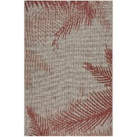 8 X 9 Red Palm Leaves Indoor Outdoor Area Rug