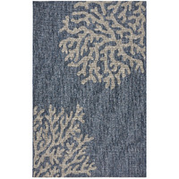 8 X 9 Navy Coral Reef Indoor Outdoor Area Rug