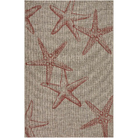 8 X 9 Red Starfish Indoor Outdoor Area Rug