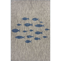 5' X 7 Gray Coastal Indoor Outdoor Area Rug