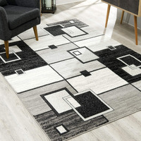 2 X 13 Gray Asymmetric Blocks Runner Rug