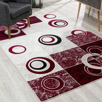 8 X 11 Red And White Inverse Circles Area Rug