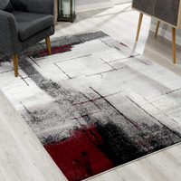 8 X 11 Gray And Burgundy Abstract Area Rug