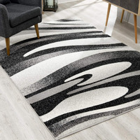 7 X 9 Black And Gray Abstract Marble Area Rug