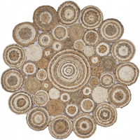 Multi-Toned Intricate Circle Natural Jute Area Rug