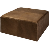 Brown Leather Wrapped Ottoman