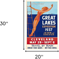 20"" X 30"" Great Lakes 1937 Vintage Travel Poster Wall Art