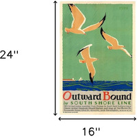 16"" X 24"" Birds Over Lake Michigan C1929 Vintage Travel Poster Wall Art