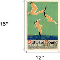 12"" X 18"" Birds Over Lake Michigan C1929 Vintage Travel Poster Wall Art