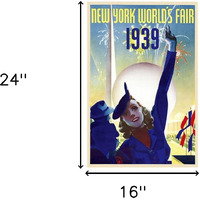 16"" X 24"" New York 1939 World's Fair Vintage Travel Poster Wall Art