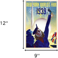 9"" X 12"" New York 1939 World's Fair Vintage Travel Poster Wall Art
