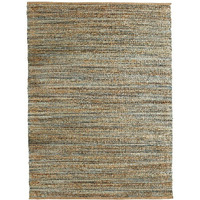 9 X 12 Teal And Natural Braided Jute Area Rug