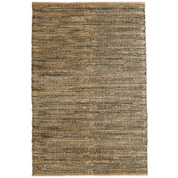 9 X 12 Gray And Natural Braided Striped Area Rug