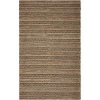 9 X 13 Tan And Black Intricate Striped Area Rug