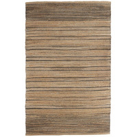5 X 8 Tan And Black Eclectic Striped Area Rug