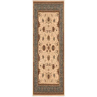 3 X 10 Cream And Blue Traditional Runner Rug