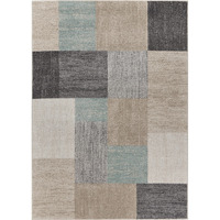 5 X 7 Beige And Black Modern Blocks Area Rug