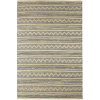 8 X 10 Blue And Beige Chevron Striped Area Rug