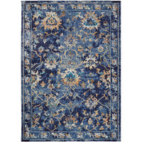 4 X 6 Blue And Gold Jacobean Area Rug