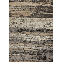 5 X 7 Beige And Black Abstract Desert Area Rug