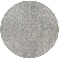 8 Round Gray Floral Finesse Area Rug