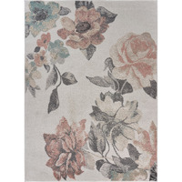 5 X 7 Ivory Blooming Rose Area Rug