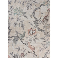 5 X 7 Soft Beige Birds And Trees Area Rug