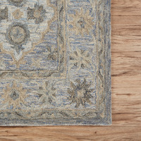 9 X 12 Blue And Tan Traditional Area Rug