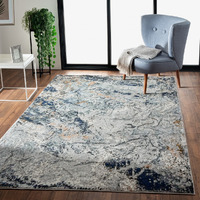 5 X 8 Navy And Gray Abstract Ice Area Rug