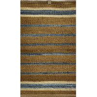 5 X 7 Tan And Blue Striped Area Rug