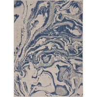 8 X 10 Navy Abstract Indoor Outdoor Scatter Rug