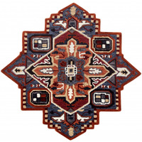 5 Maroon And Blue Medallion Area Rug