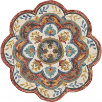 4 Round Red Layered Petals Area Rug