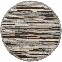 6 Round Brown And Gray Camouflage Area Rug
