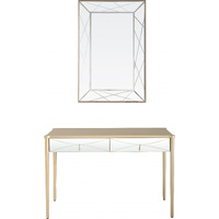 Champagne Finish Mirror And Console Table