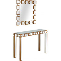 Square Reflective Mirror And Console Table