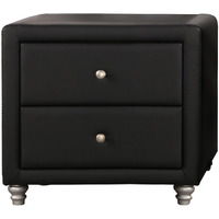 Black Upholstered 2 Drawer Nightstand