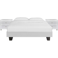 White Platform King Bed With Two Nightstands