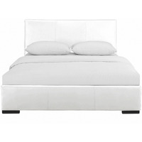 White Upholstered Queen Platform Bed